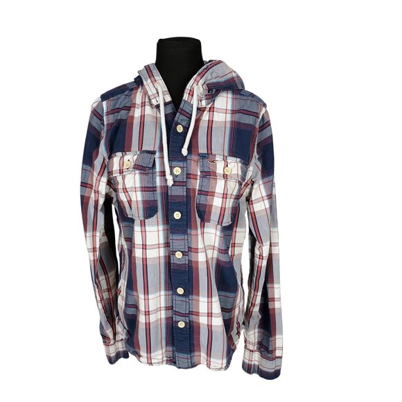 Hollister Other - Hollister Shacket Button Down Shirt Hooded multi Color Plaid Men's Size‎ Large